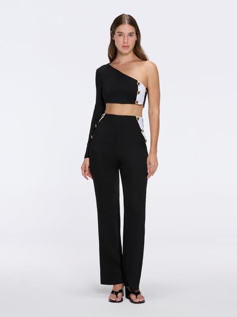 Evangeline High-Waist Straight-Leg Pants