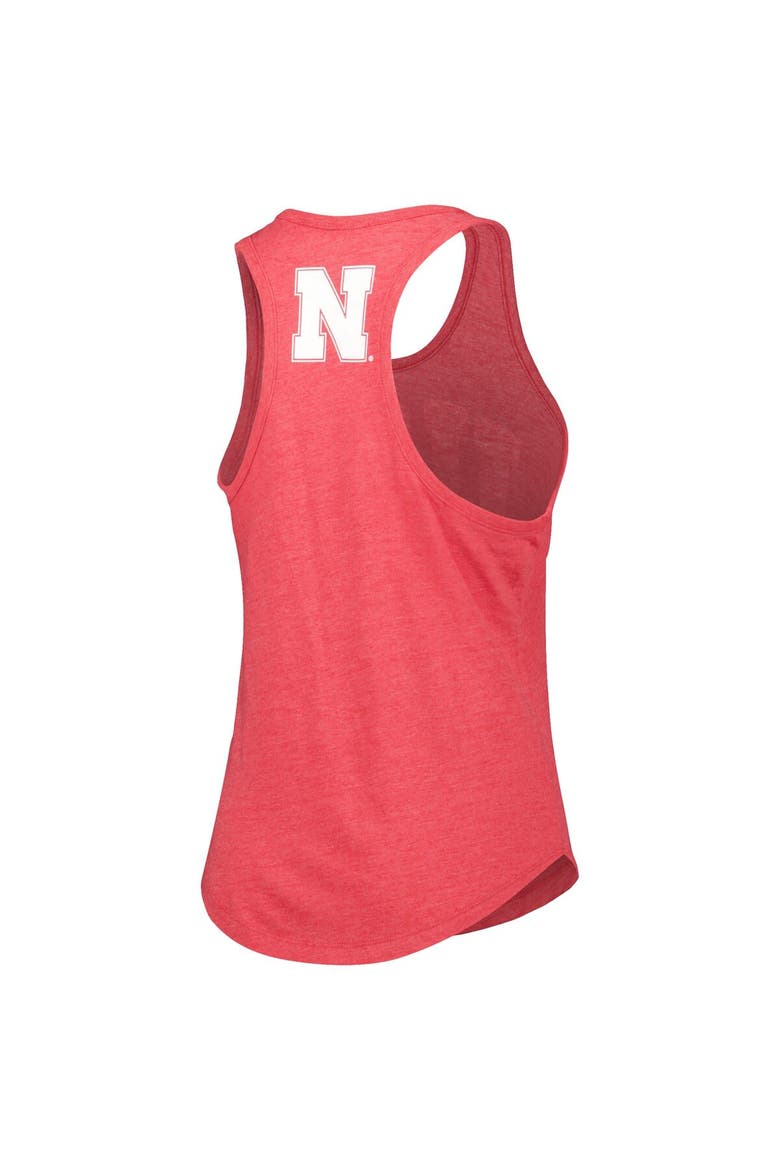 Women's League Collegiate Wear Heather Scarlet Nebraska Huskers Two-Hit Intramural Tri-Blend Scoop Neck Racerback Tank Top, Alternate, color, Scarlet