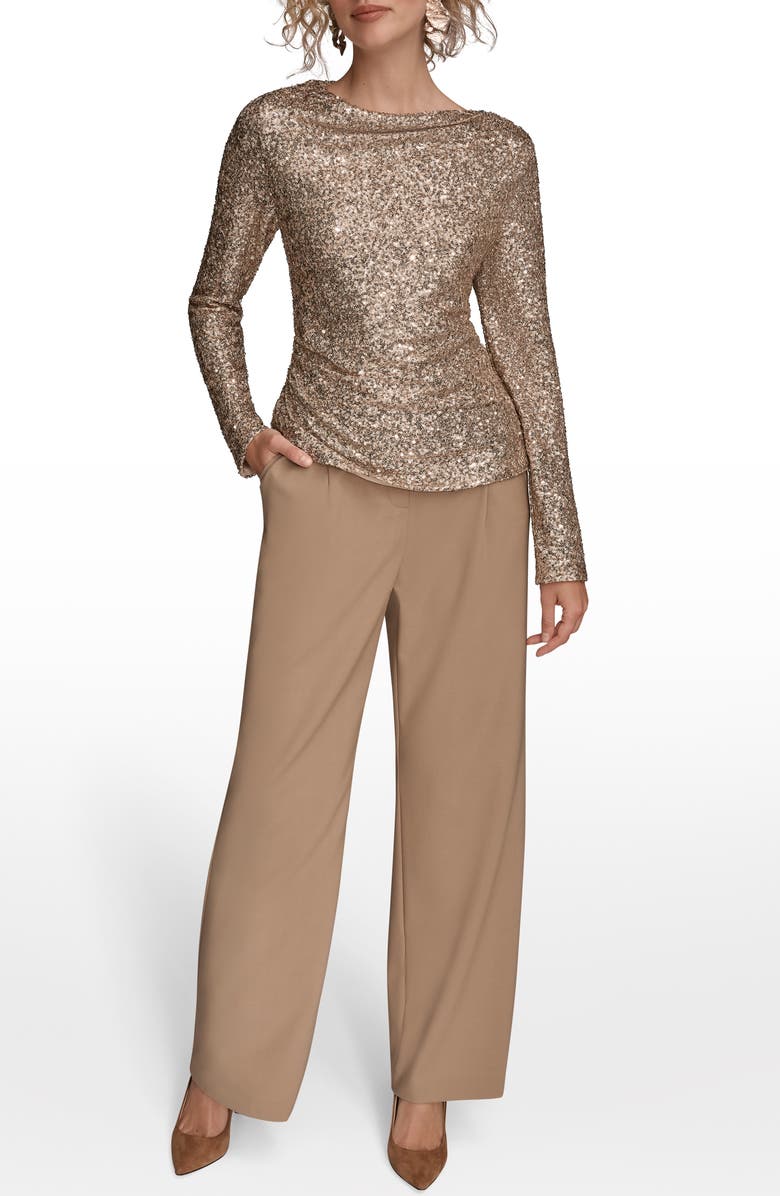 Donna Karan New York Sequin Pleated Shoulder Top, Alternate, color,