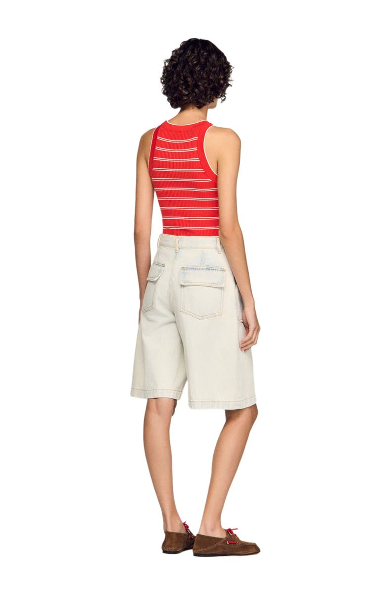 SANDRO Washed denim Bermuda shorts, Alternate, color, Light Bu Jean