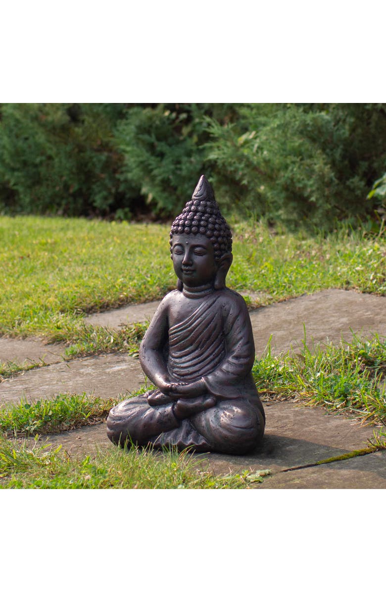 Northlight 17.5" Dark Brown Meditating Buddha Outdoor Garden Statue, Alternate, color, Brown
