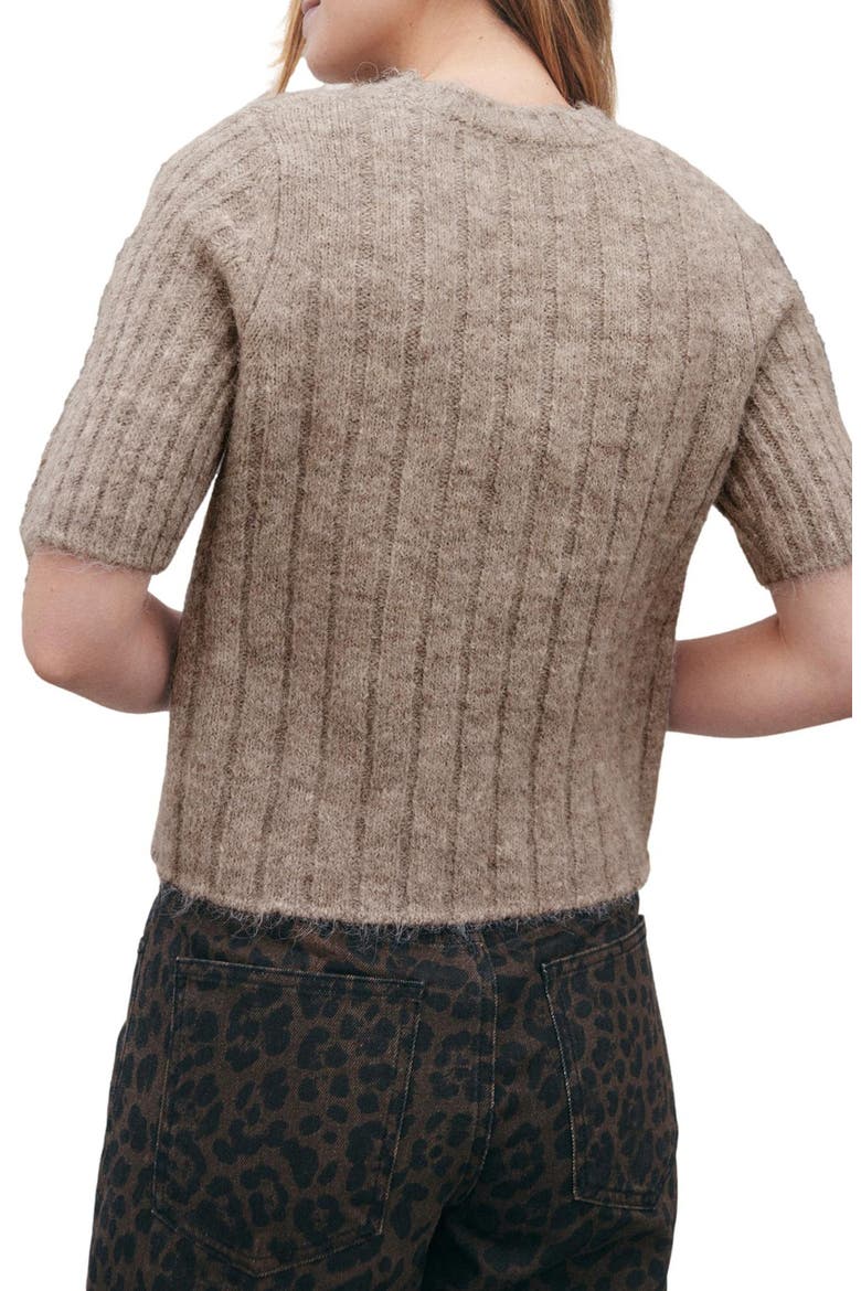 Short Sleeve Recycled Polyester Blend Sweater, Alternate, color, GREY