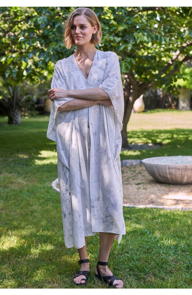 ocean+main Tie Dye Cotton Midi Caftan, Alternate, color, 