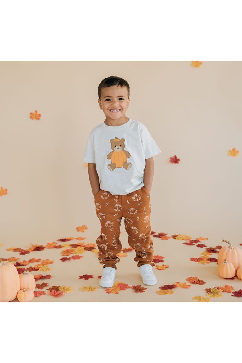 Pumpkin Teddy Bear Patch Short Sleeve T-Shirt, Alternate, color, Natural Heather