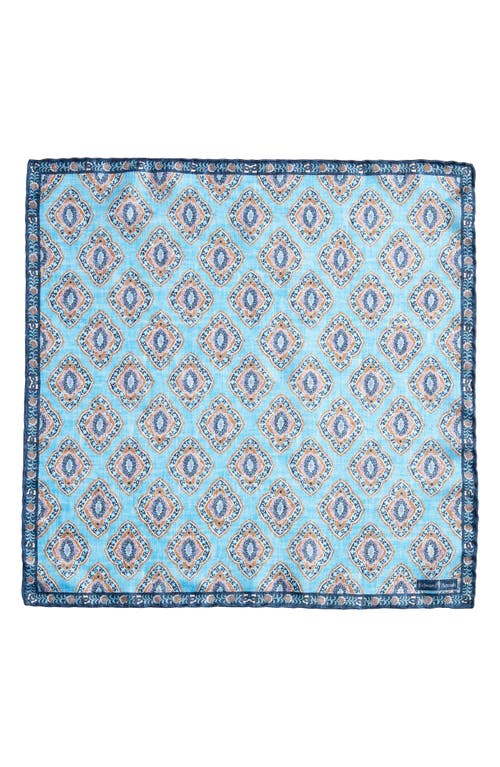 Edward Armah Diamond Medallion Silk Pocket Square In Sky