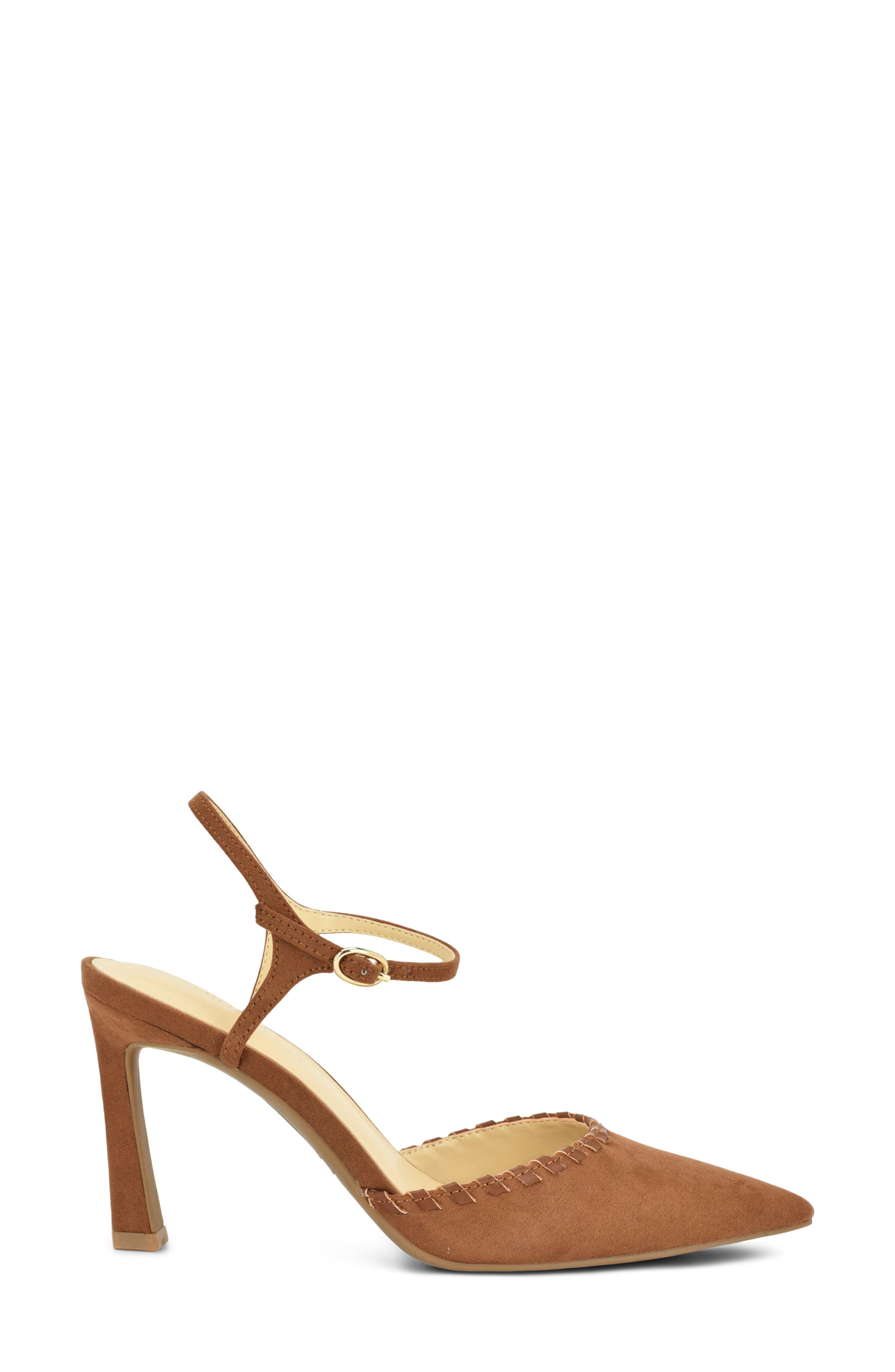 Dezo Faux Suede Pointed Toe Slingback Pump, Alternate, color, MEDIUM BROWN