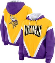 WEAR by Erin Andrews Women's WEAR by Erin Andrews Gold/Purple Minnesota Vikings Retro Crinkle Full-Zip Hoodie Windbreaker