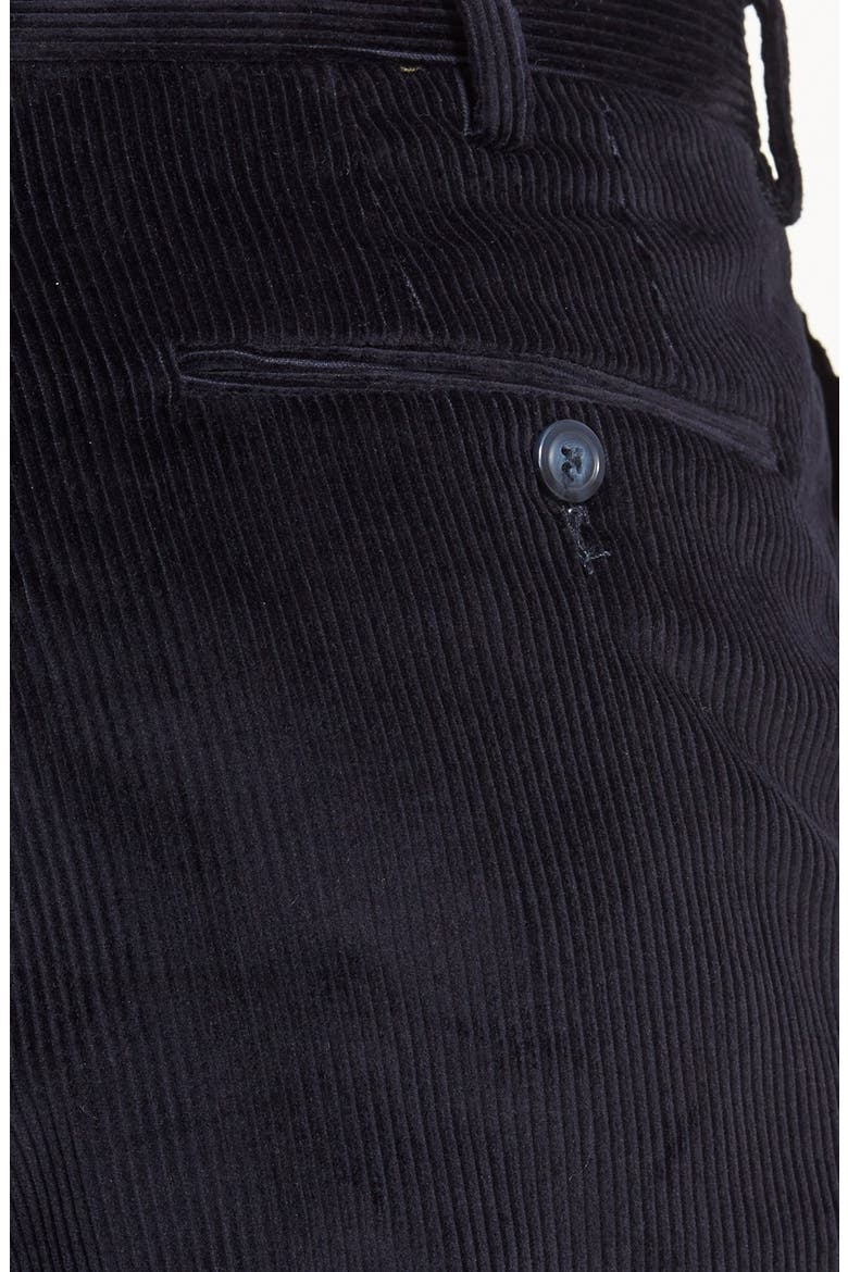 Luxury Italian Corduroy Flat Front Pants, Alternate, color, NAVY