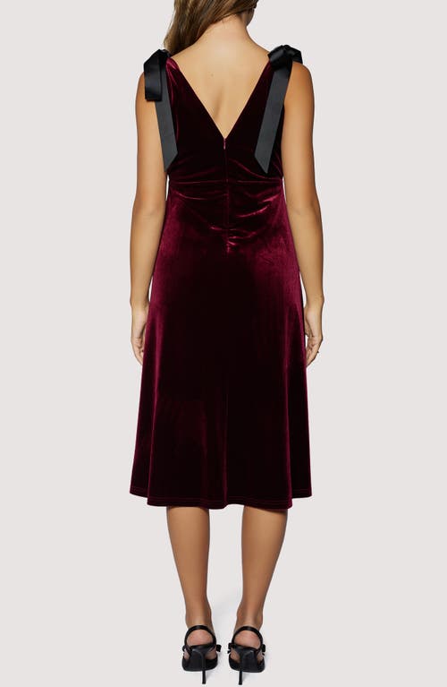 Lost + Wander Adorned Virtue Bow Detail Velvet Midi Dress In Purple