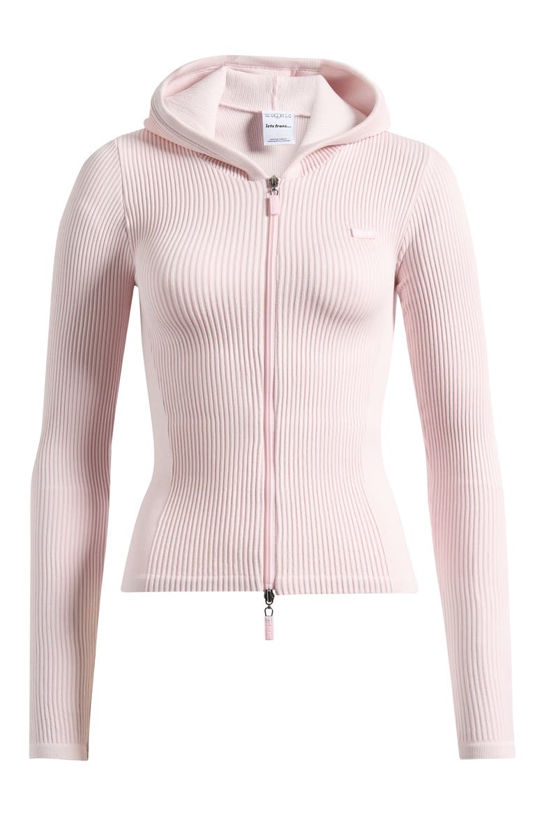 Hooded Knit Track Top, Main, color, PINK
