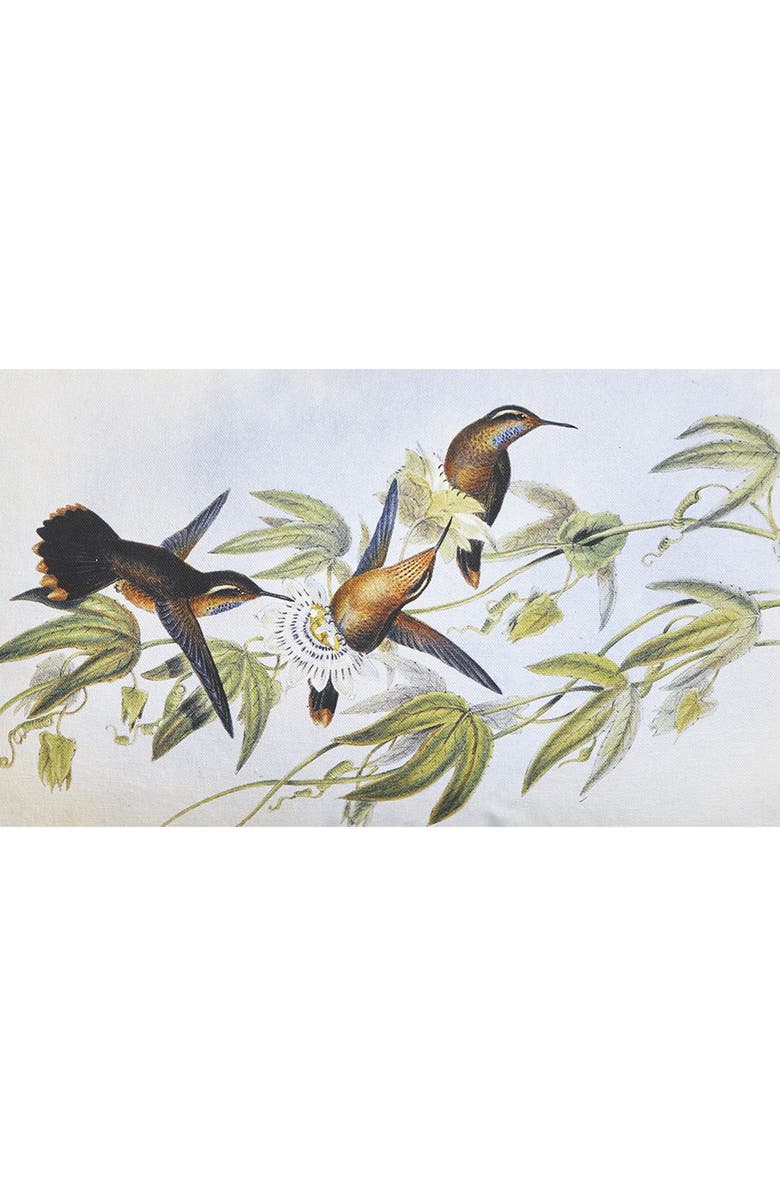 tag Hummingbird Lumbar Cotton Accent Decorative Throw Pillow, Alternate, color, White