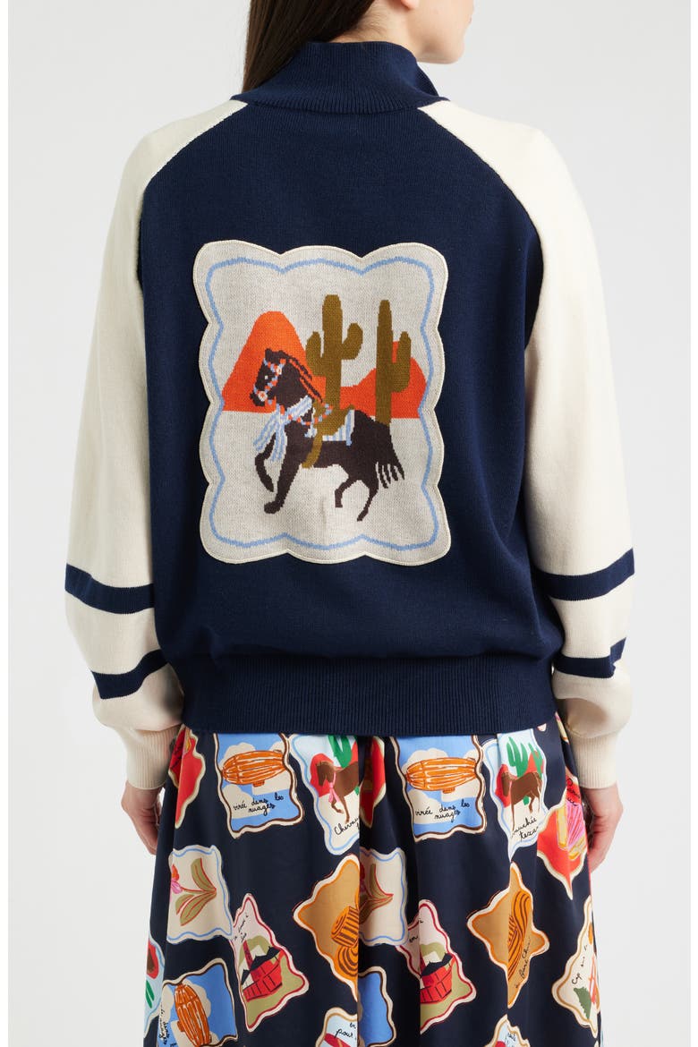 Timbre Colorblock Zip Cardigan, Alternate, color, BLEU MARINE