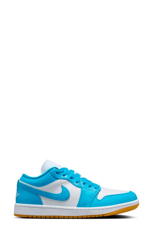 Jordan Air  1 Low Sneaker In White/dark Powder Blue/brown