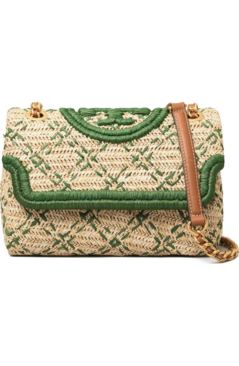 Tory Burch Small Fleming Straw Crossbody Bag, Main, color,
