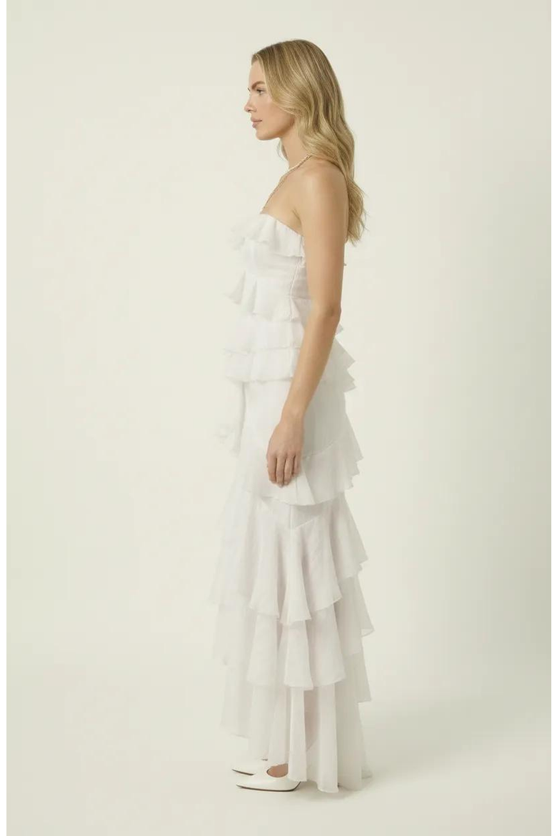 Strapless Tiered Ruffle Maxi Dress, Alternate, color, Ivory