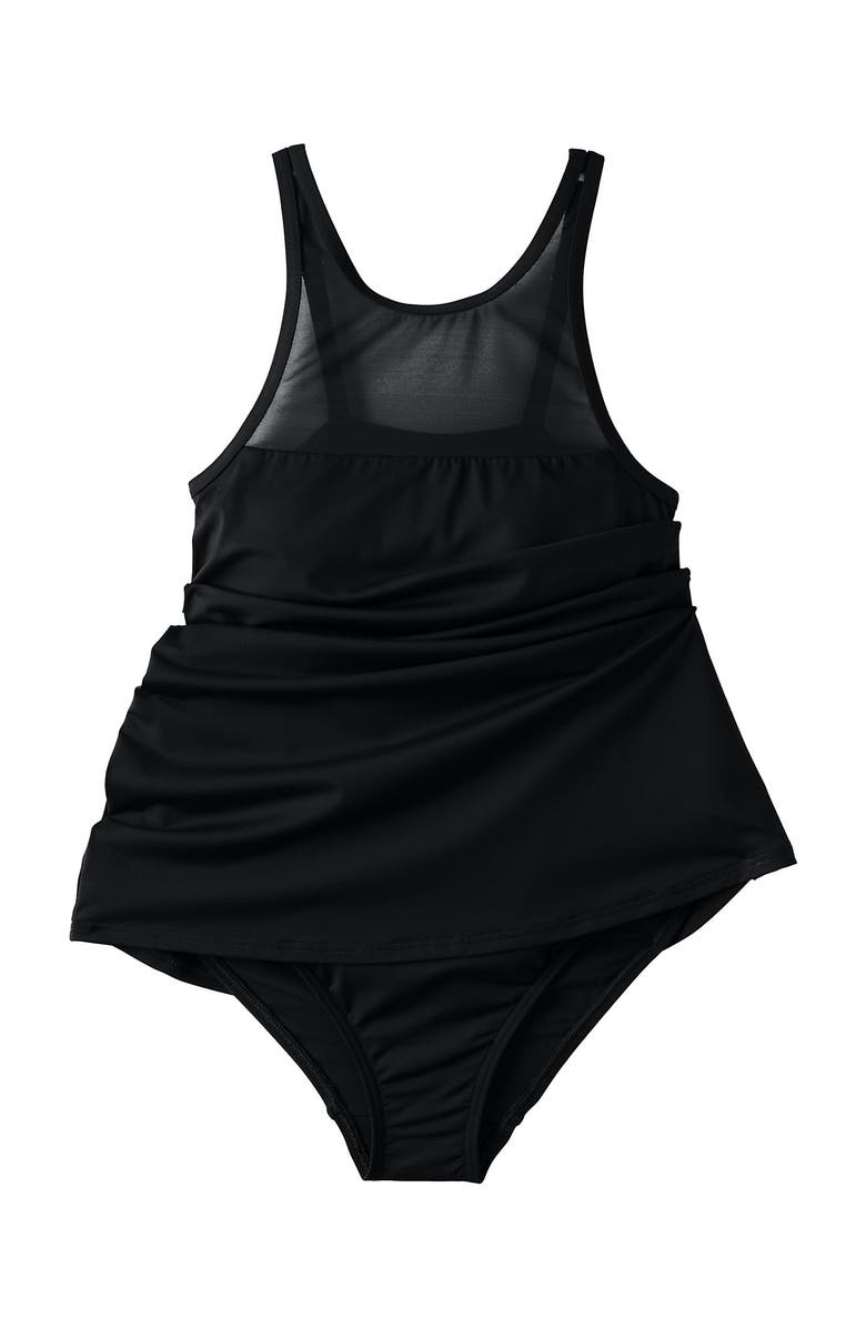 Lands' End Chlorine Resistant Smoothing Control Mesh High Neck Swim Dress One Piece Swimsuit Adjustable, Alternate, color,