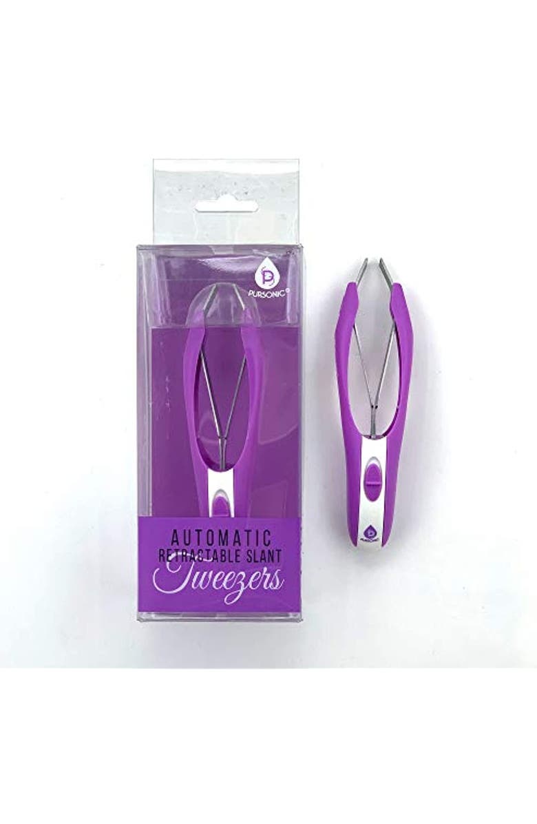 PURSONIC Automatic Retractable Slant Tweezers, Alternate, color, Purple
