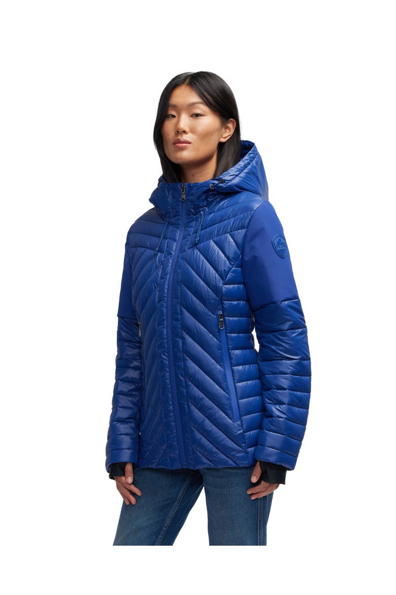 Women's Esmay Lightweight Mixed Media Quilted Packable Puffer, Alternate, color, Sapphire