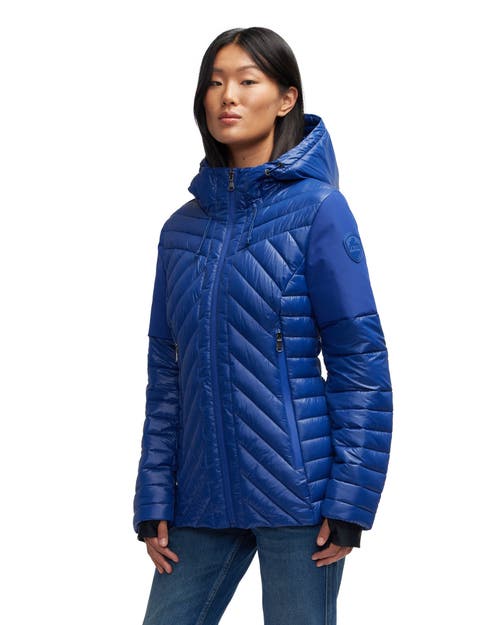 Pajar Esmay Lightweight Mixed Media Quilted Packable Puffer In Sapphire
