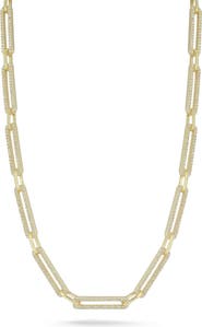 SPHERA MILANO Pavé Cubic Zirconia Paper Clip Chain Necklace