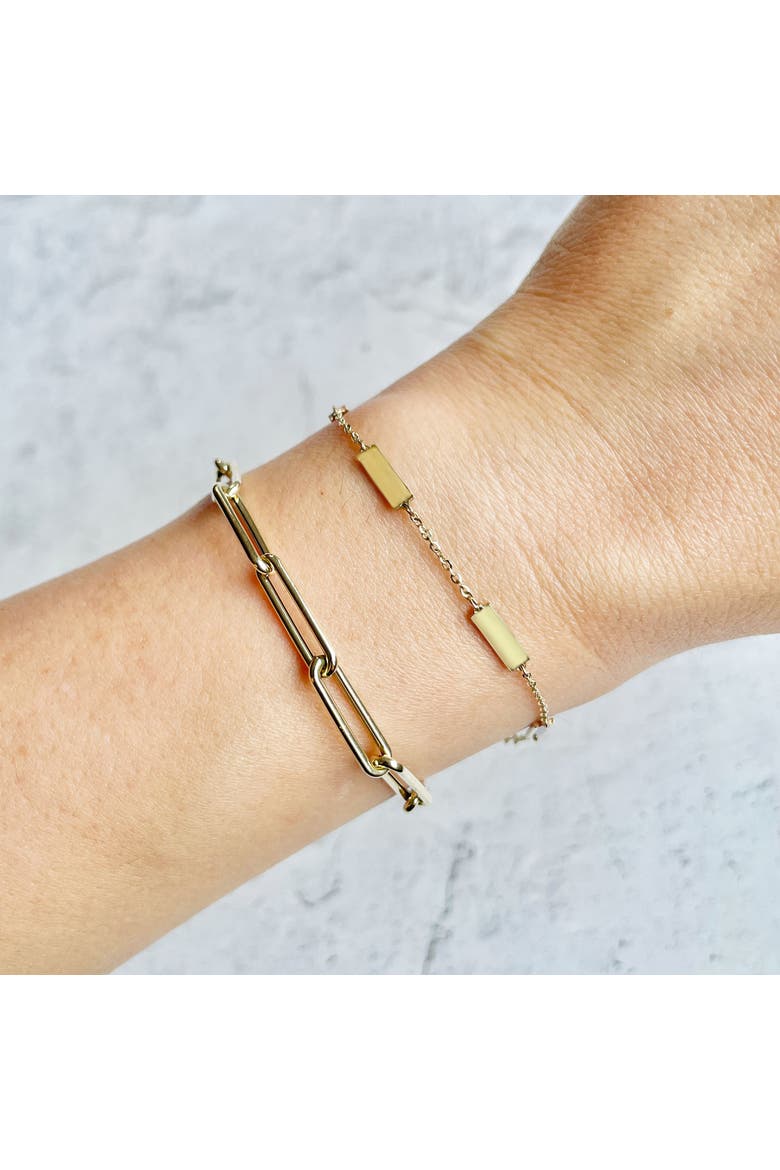 Gold Bar Chain Bracelet, Alternate, color, Gold