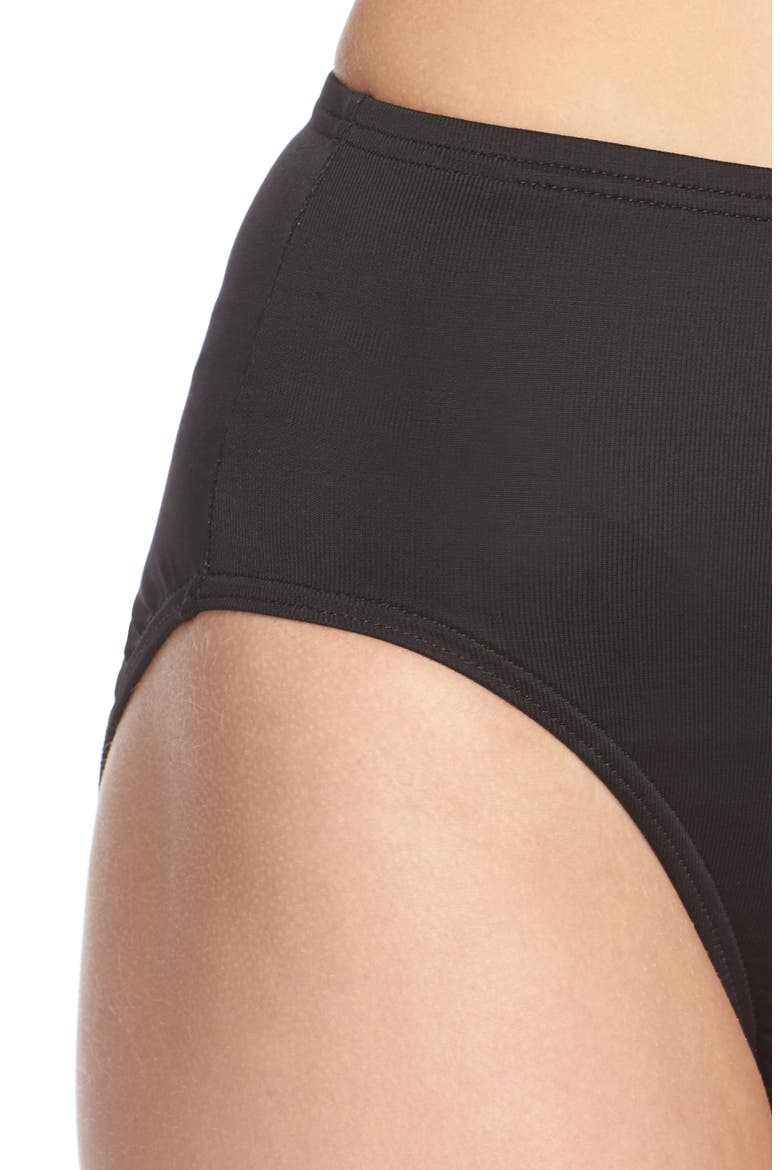 High Waist Swim Bottoms, Alternate, color, BLACK