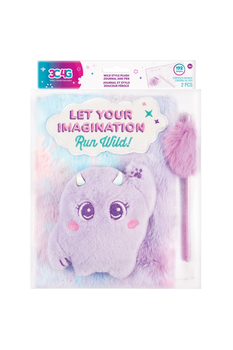 Imagination Land Wild Style Plush 192 Page Journal and Pen, Main, color, Multicolored