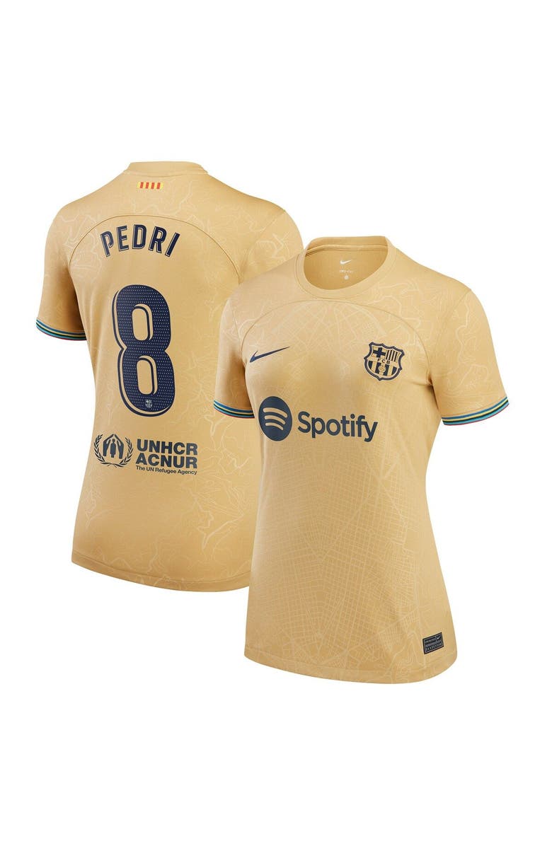 Nike Women's Nike Pedri Gold Barcelona 2022/23 Away Replica Player Jersey, Main, color, 