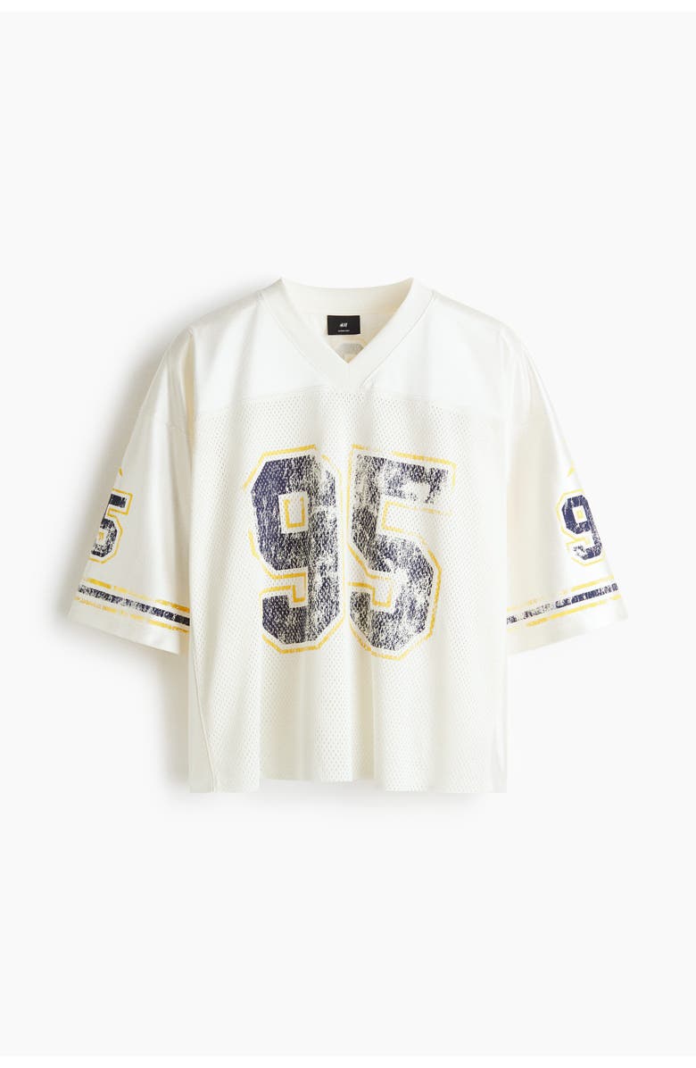 H&M Oversized Fit Printed Mesh T-shirt, Alternate, color, White/W. Coast 95