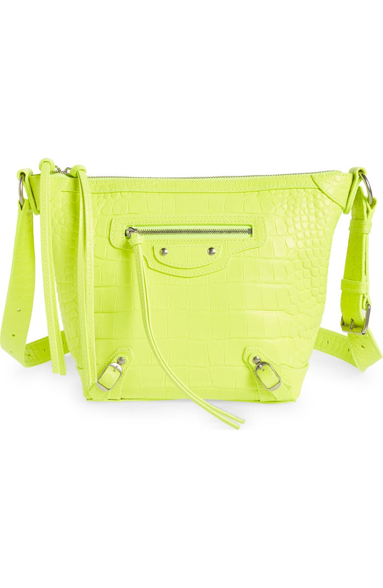 Balenciaga X-Small Neo Classic Croc Embossed Leather Hobo Bag, Main, color,