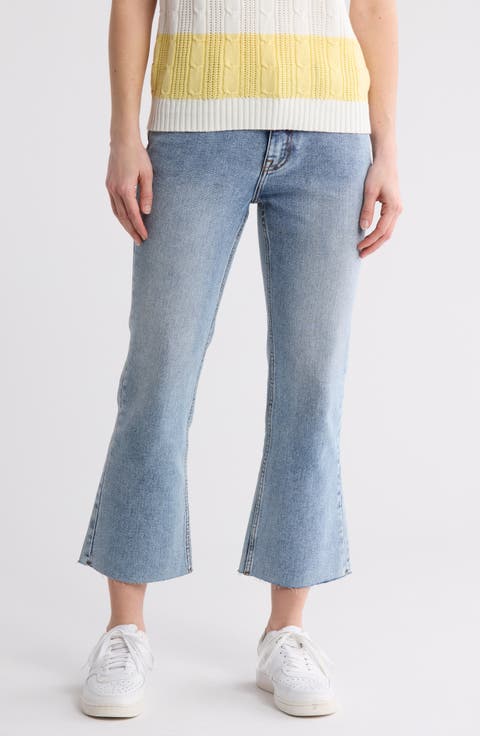 Raw Hem Mid Rise Crop Bootcut Jeans