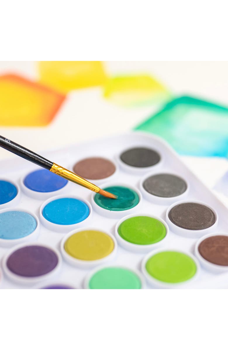 Brea Reese Vibrant Watercolor Set 36 Colors, 1 Brush, Nontoxic, Alternate, color, Multicolored