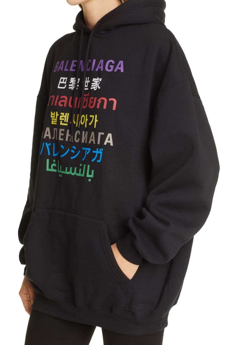 Balenciaga Oversize Logo Hoodie, Alternate, color, 