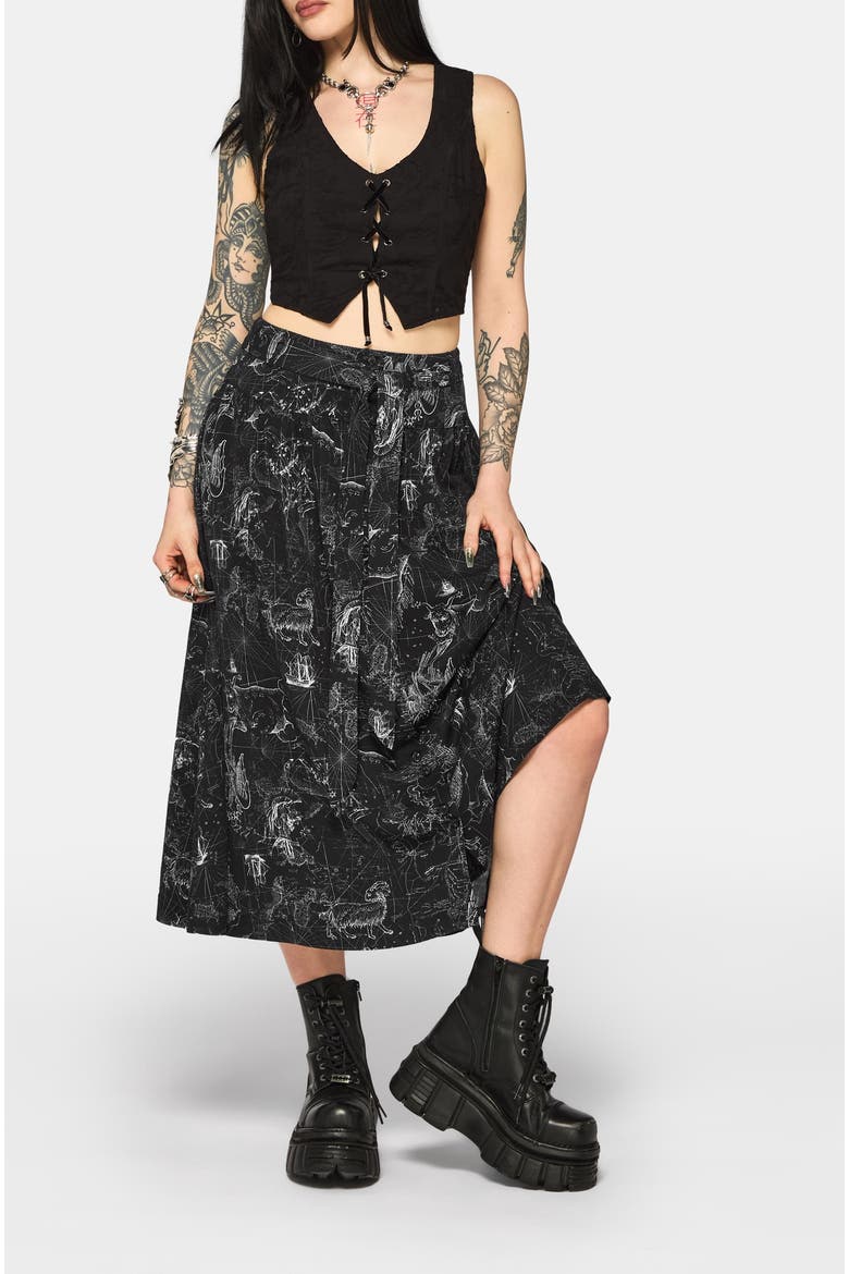 Kosmara Map Print Midi Skirt, Alternate, color, Black