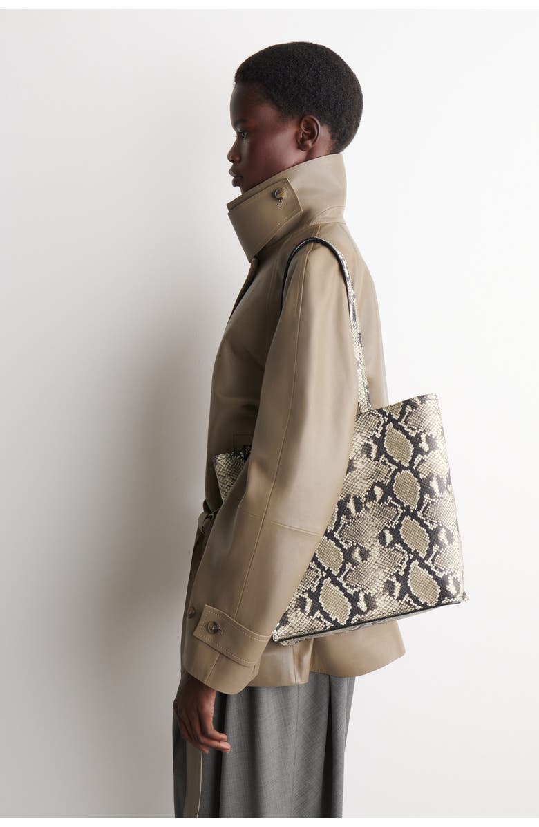 COS Townhouse Shopper Bag - Leather, Alternate, color, Beige / Snakeskin Effect