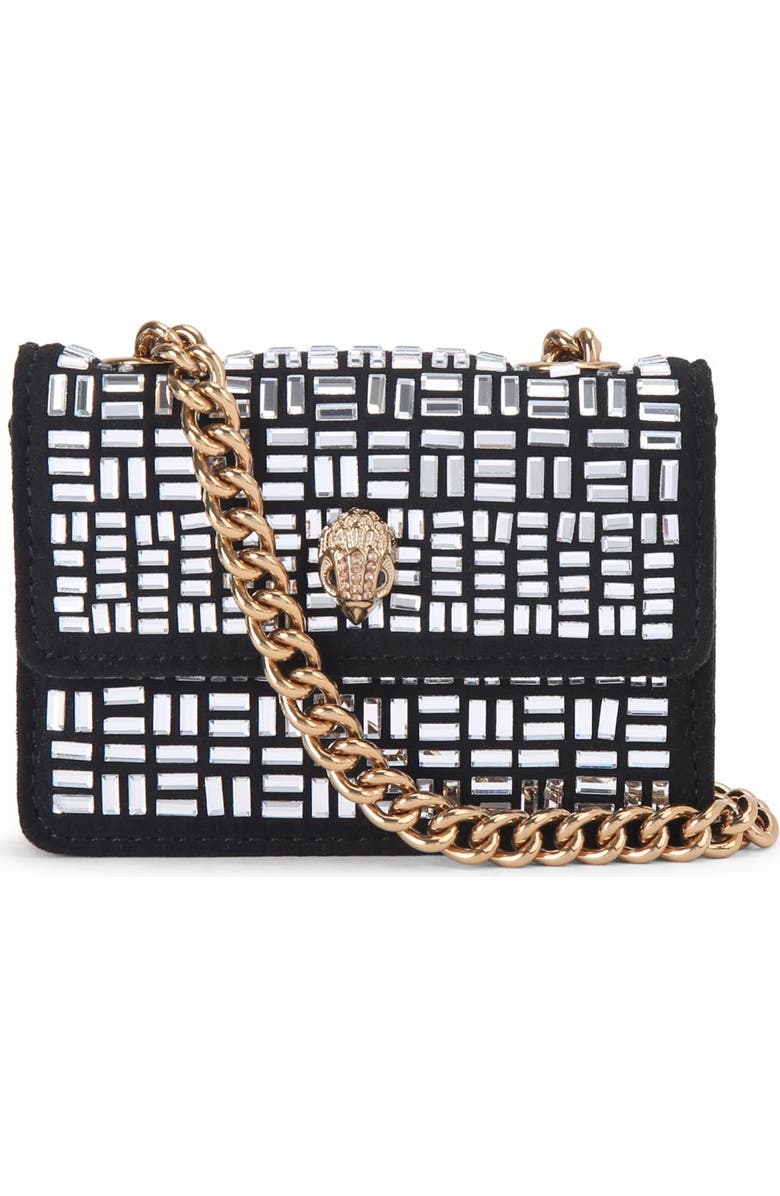 Kurt Geiger London Micro Kensington Faux Leather Crossbody Bag, Main, color, Charcoal