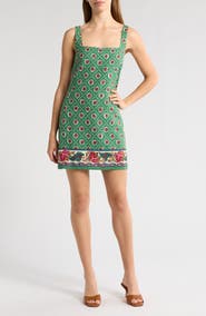 WAYF Eden Print Sleeveless Linen Blend Minidress