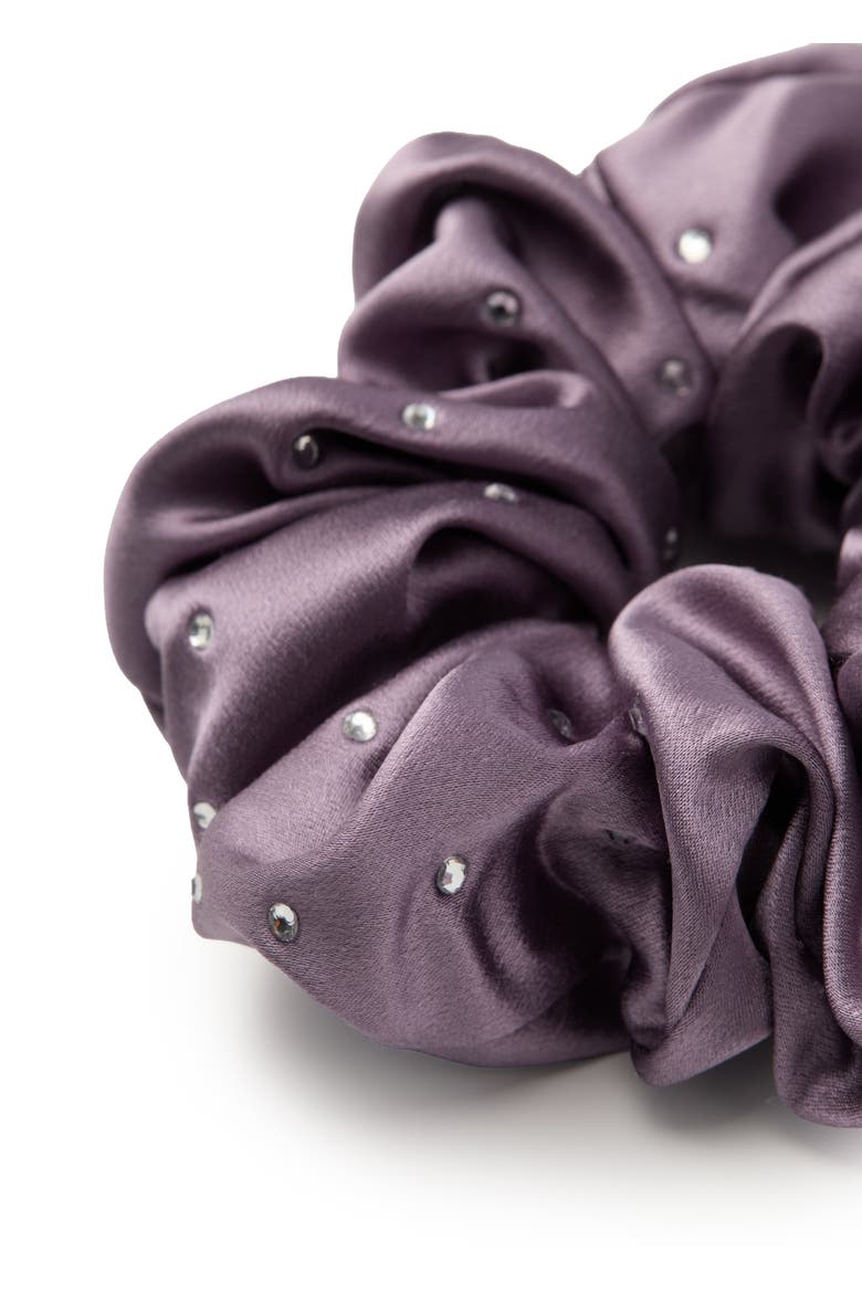 Crystal Twinkle Silk Scrunchie, Alternate, color, Purple