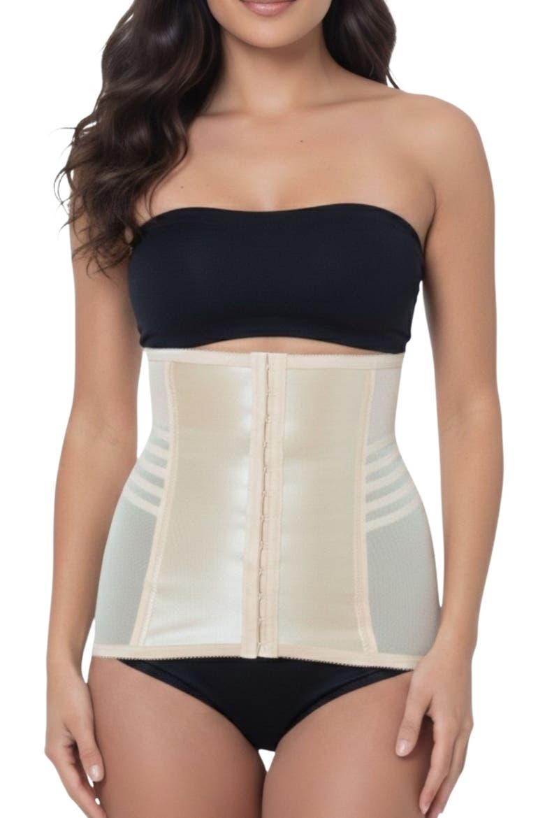 Shapette Powermesh Satin Panel Waist Cincher, Main, color, Beige
