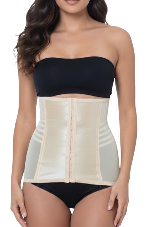 Shapette Powermesh Satin Panel Waist Cincher (Regular & Plus Sizing)