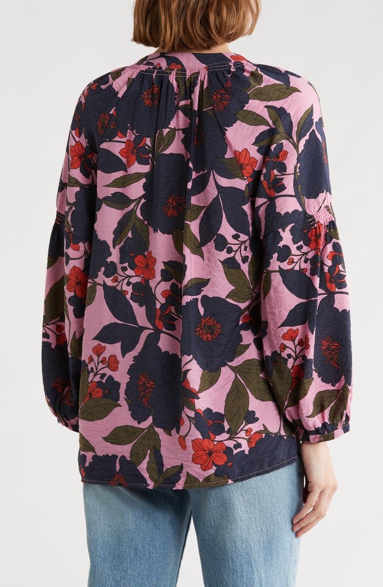 Caslon<sup>®</sup> Long Sleeve Printed Popover Top, Alternate, color, Pink- Navy Garden Floral