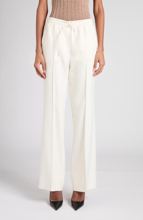 パンツ TOM FORD Woman Pants White PAW589FAX1316 AW027 Tom Ford - White Leather Drawstring Cargo Jogger