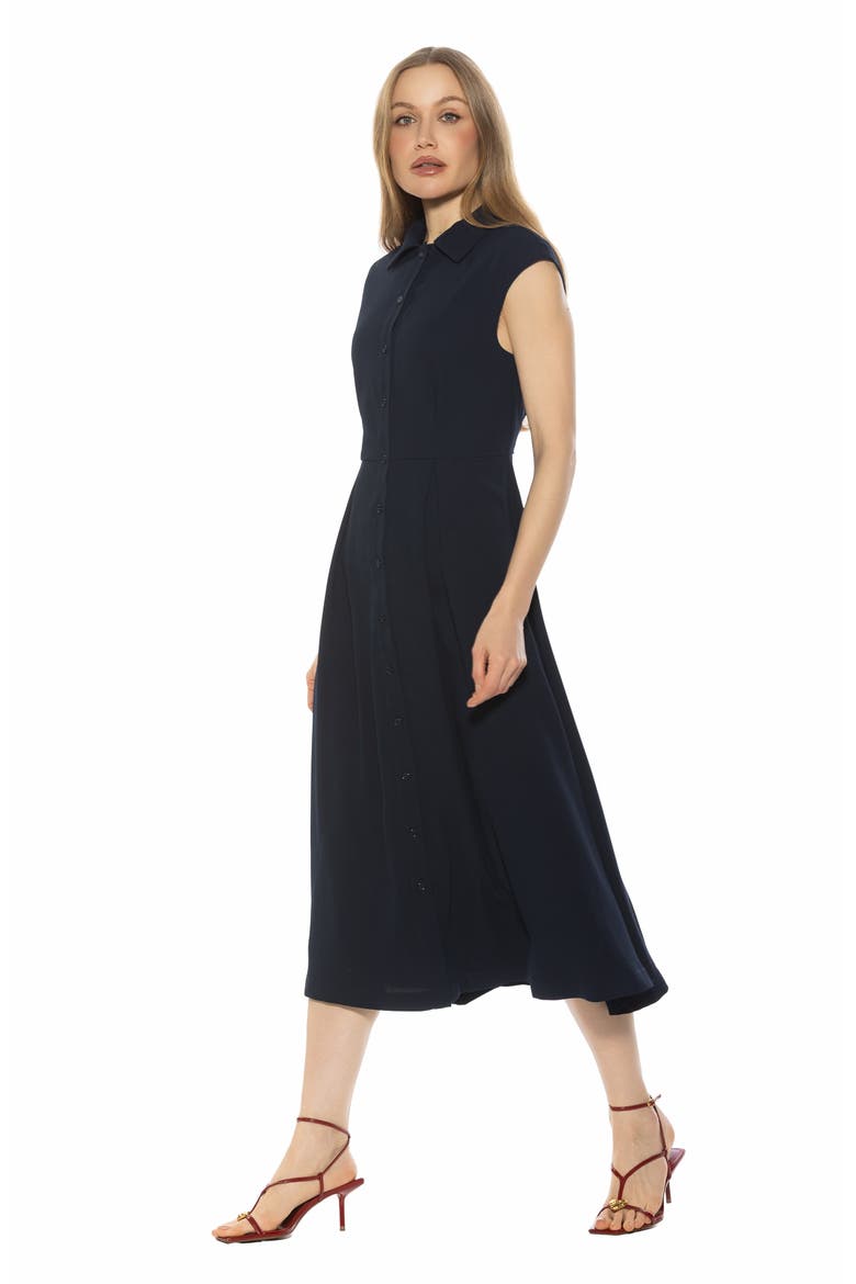 Amoura Sleeveless Midi Shirtdress, Alternate, color, NAVY
