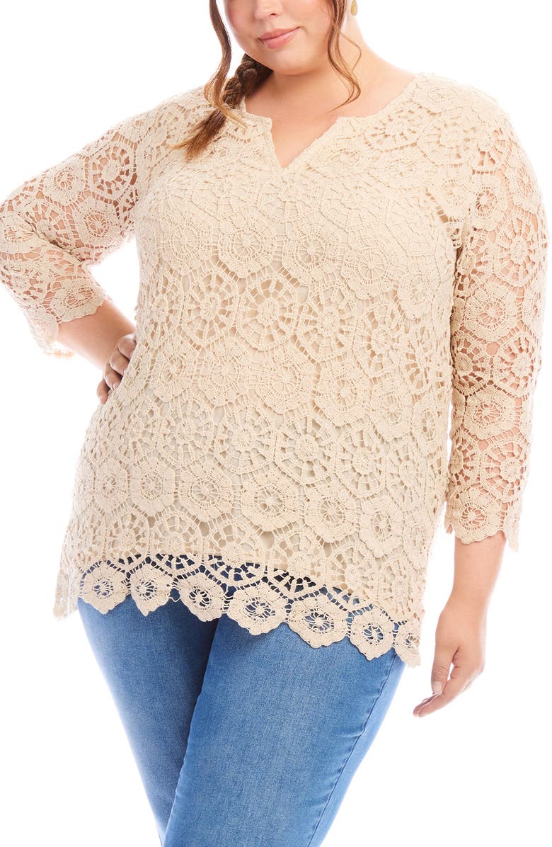 Karen Kane Crochet Cotton Tunic Top, Main, color, 