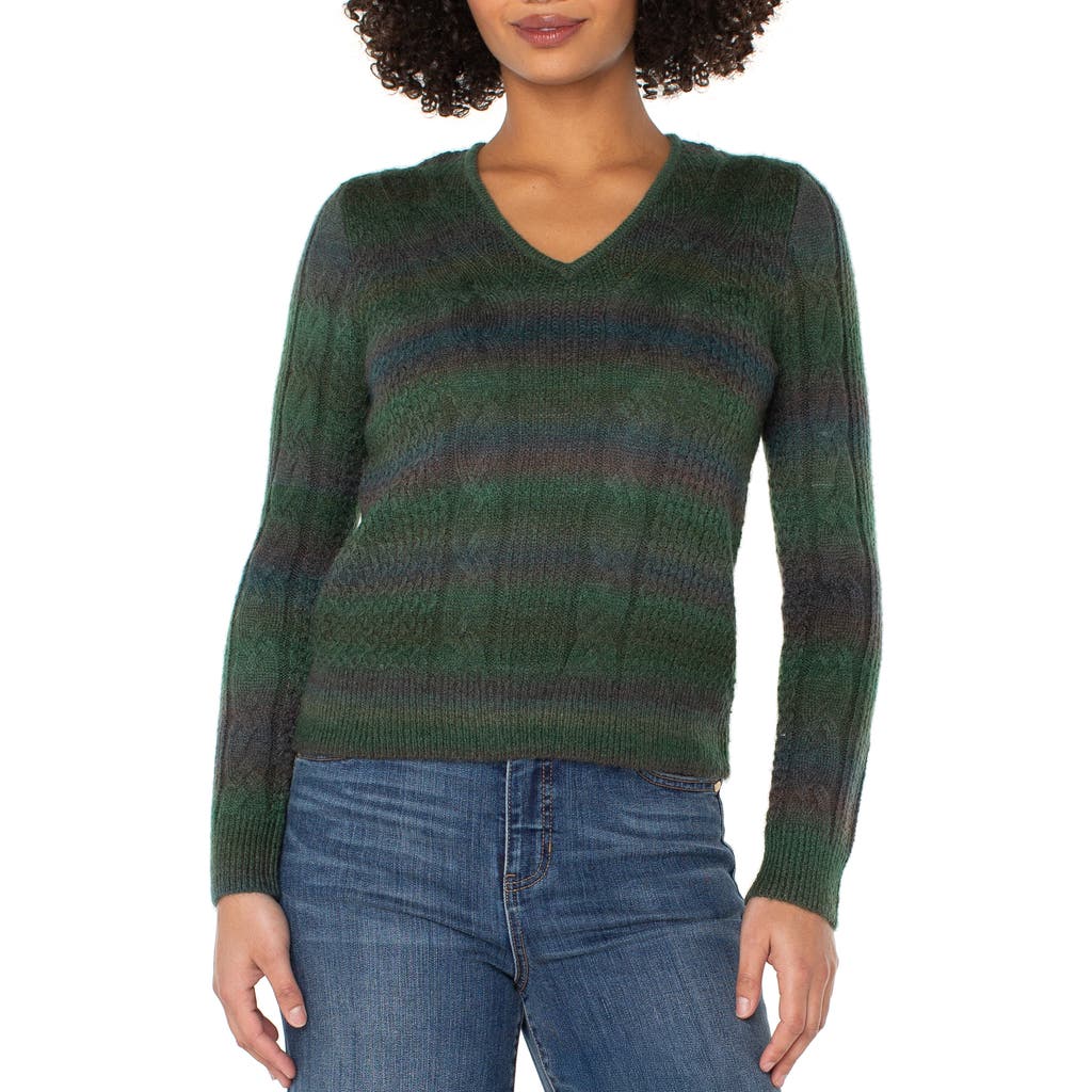 Liverpool Los Angeles Cable Stitch Sweater In Green