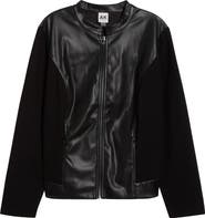 AK ANNE KLEIN Faux Leather Mixed Media Jacket