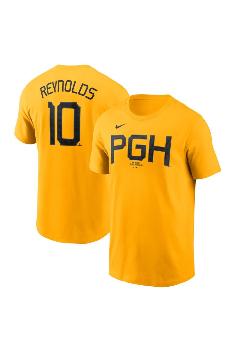 Men's Nike Bryan Reynolds Gold Pittsburgh Pirates Fuse City Connect Name & Number T-Shirt, Main, color, Gold