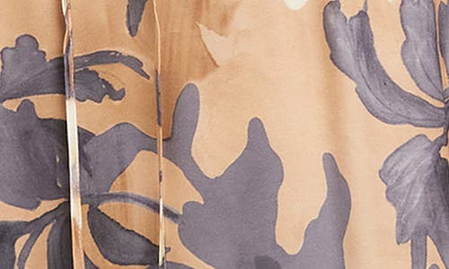 Karen Kane Floral Gathered Neck Satin Peasant Top In Multi