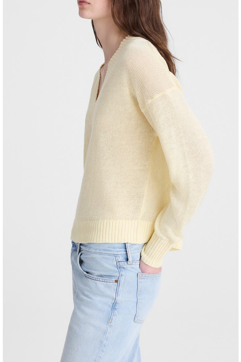 Arline Linen V-Neck Pullover, Alternate, color, SHEER PINEAPPLE