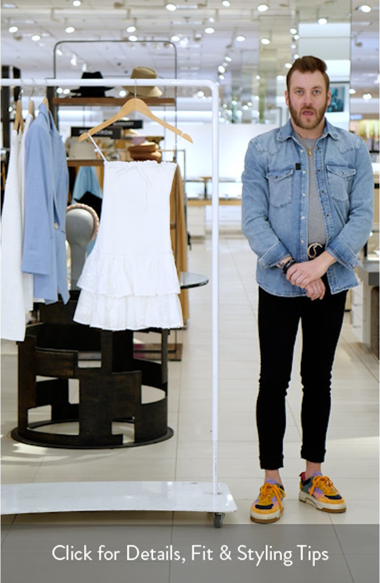 Strapless Smocked Ruffle Hem Minidress, sales video thumbnail